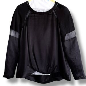 Elizabeth and James Silk Sheer Panel Sleeve Zip Back Top Size XS